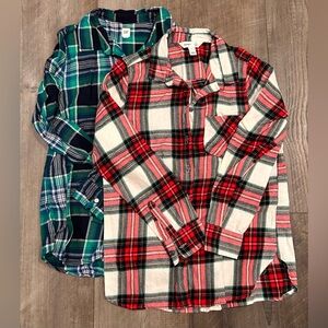 Gap Old Navy Women’s Small Flannel Plaid Classic Shirt Top Blouse Bundle of 2